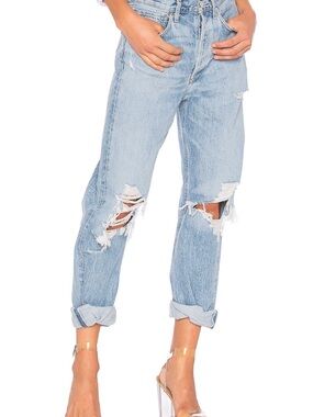 Agolde Light Blue Ripped Boyfriend Jeans